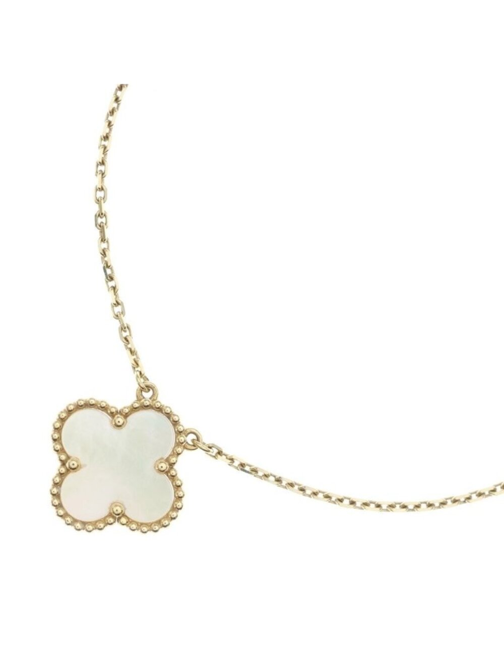 Van Cleef & Arpels Vintage Alhambra Mother of Pearl Pendant Chain Gold